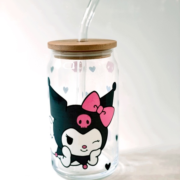 Sanrio Glass Libby Cup with glass straw-NEW - Picture 1 of 2